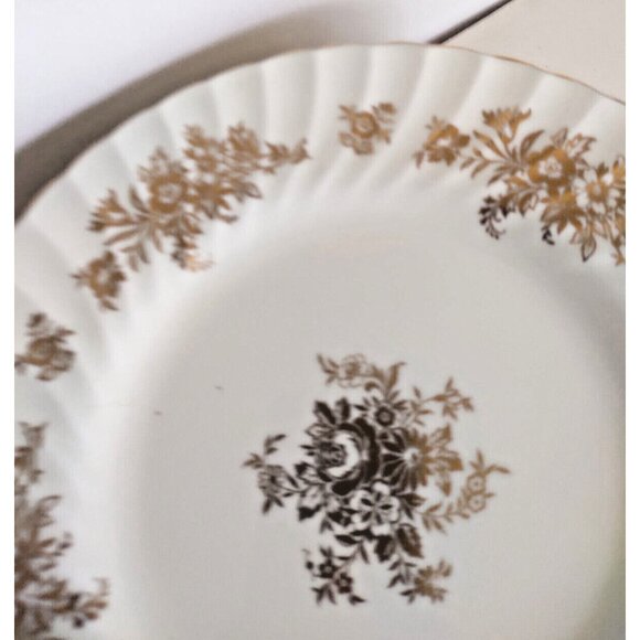 Minton Bone China 9 " Lunch Plates set of 7 Gold Gilded Marlow Pattern H-5017 - Picture 11 of 13